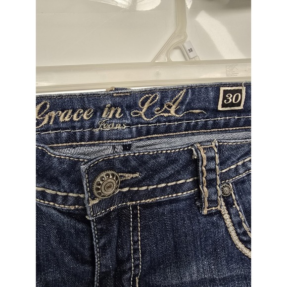 Grace in LA‎ Jeans Women 30x33 Easy Fit Mid Rise Bootcut Embellished Embroidery - Picture 8 of 14